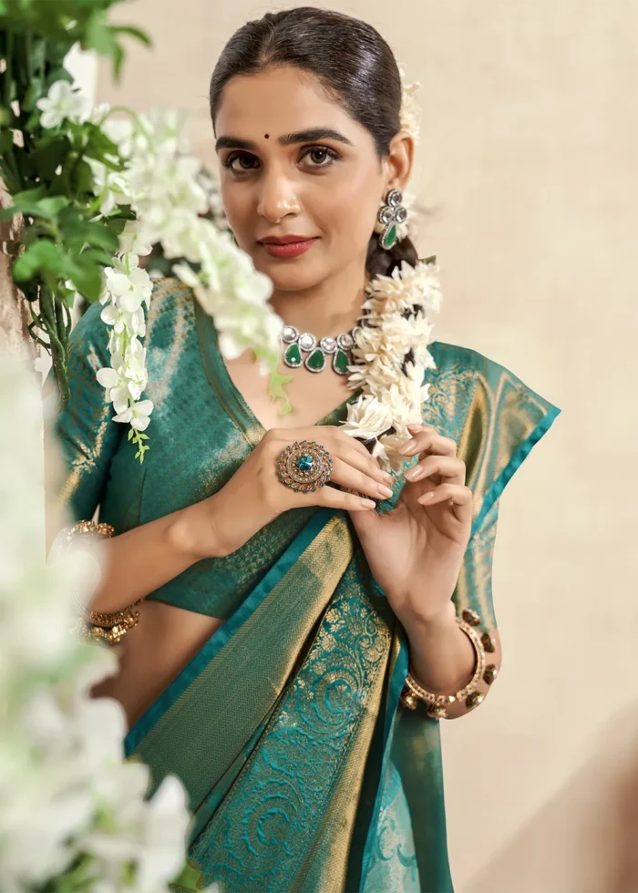 Cyan Blue Dharmavaram Silk Saree