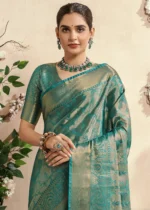 Cyan Blue Dharmavaram Silk Saree