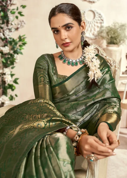 Emerald Green Dharmavaram Silk Saree