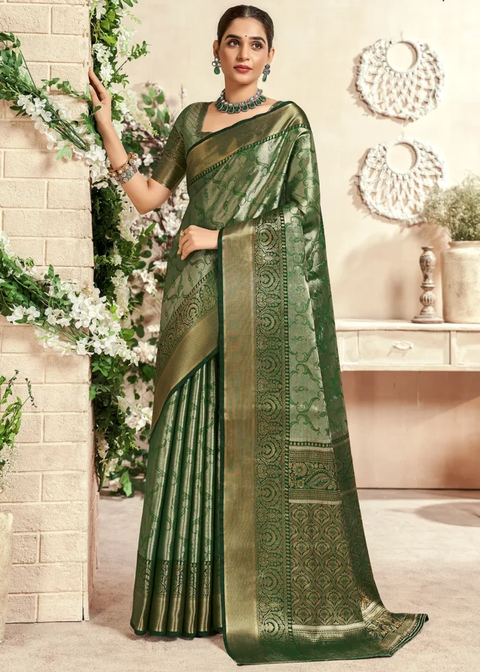 Emerald Green Dharmavaram Silk Saree