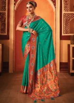 Jade Green Paithani Silk Saree with Stone Work