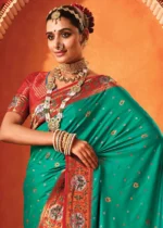 Jade Green Paithani Silk Saree with Stone Work