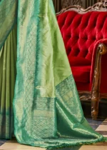 Leaf Green Banarasi Silk Saree