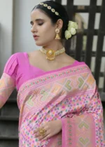 Light Pink Patola Silk Saree with Pink Blouse