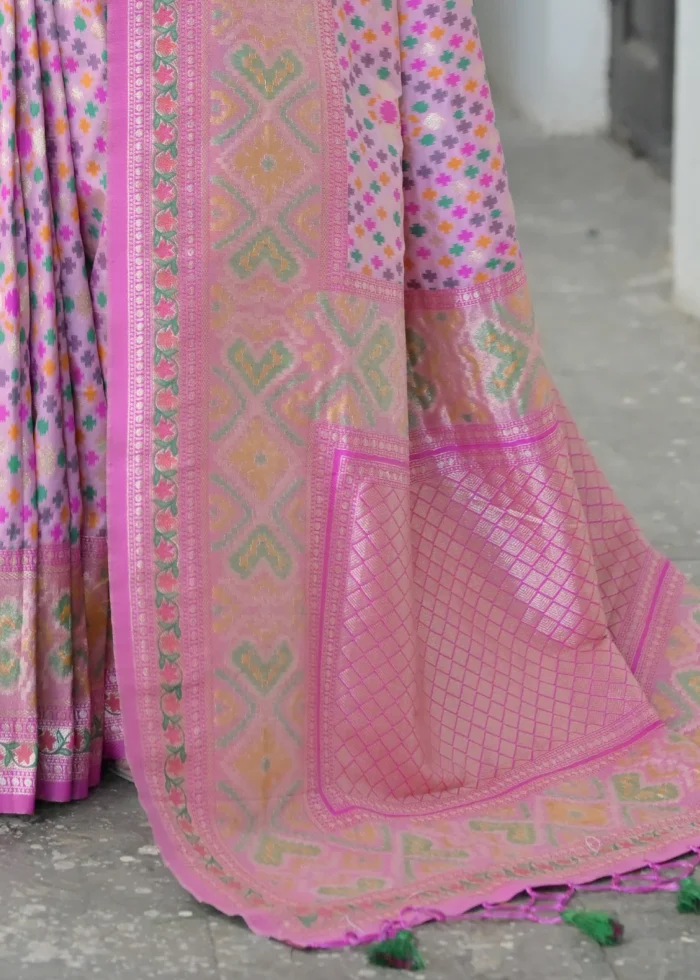 Light Pink Patola Silk Saree with Pink Blouse