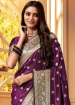 Magenta Banarasi Satin Silk Saree