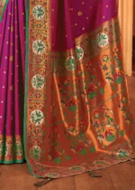 Magenta Paithani Silk Saree with Stone Work