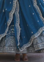 Peacock Blue Georgette Anarkali Gown