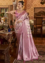 Pink Kanjivaram Saree with Stone Work