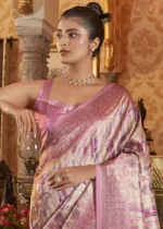 Pink Kanjivaram Saree with Stone Work