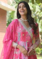 Pink Silk Anarkali Gown