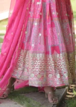 Pink Silk Anarkali Gown