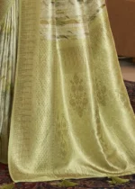 Pista Green Kanjivaram Saree with Stone Work