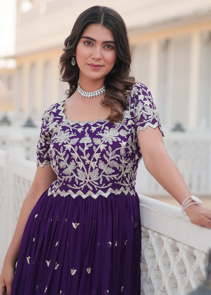 Purple Georgette Anarkali Gown