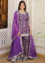 Purple Silk Gharara Suit