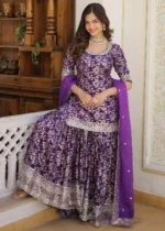 Purple Silk Gharara Suit