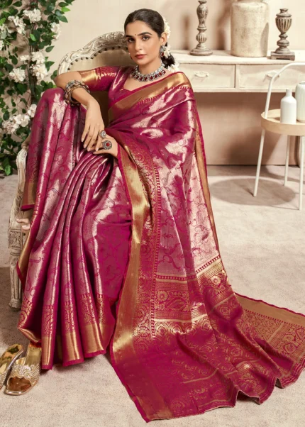 Rani Pink Dharmavaram Silk Saree