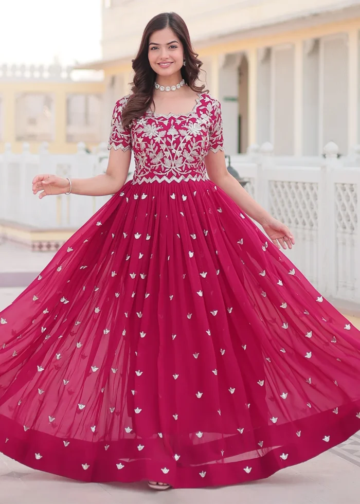 Rani Pink Georgette Anarkali Gown