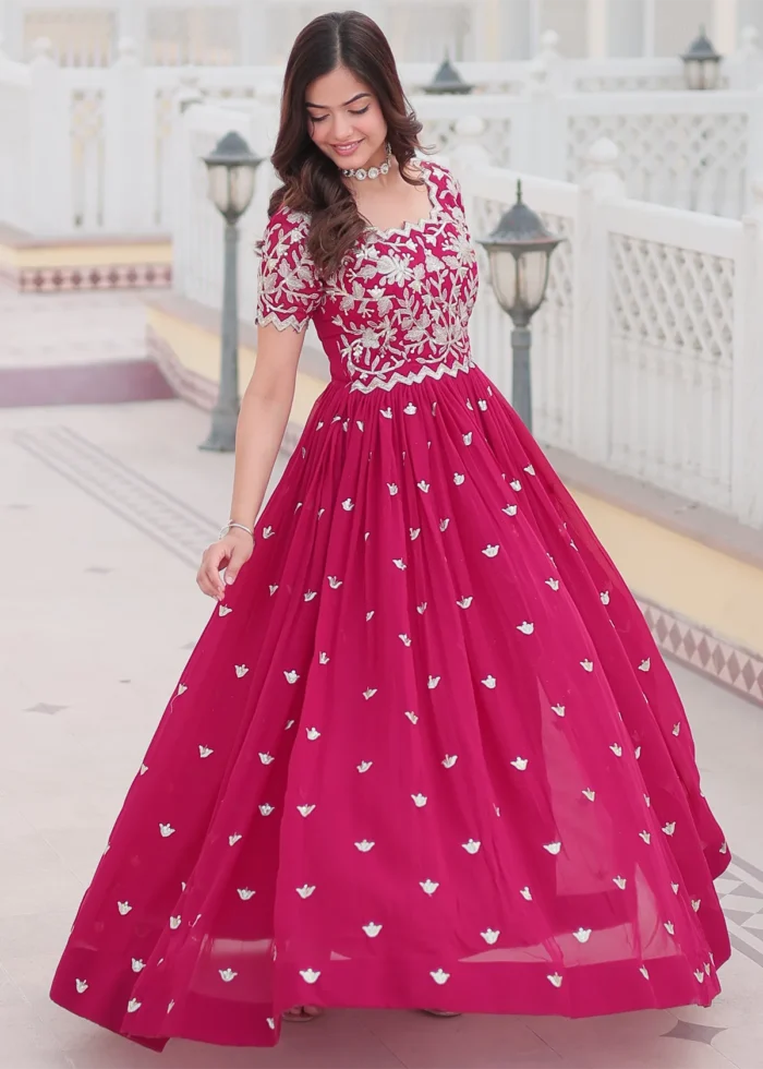 Rani Pink Georgette Anarkali Gown