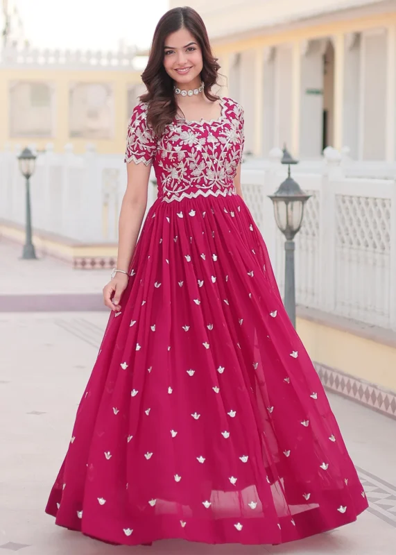 Rani Pink Georgette Anarkali Gown