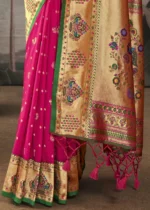 Rani Pink Paithani Silk Saree with Peacock Motifs