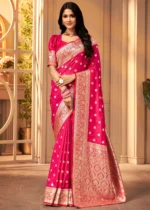 Raspberry Pink Banarasi Satin Silk Saree