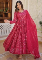 Raspberry Pink Georgette Anarkali Gown