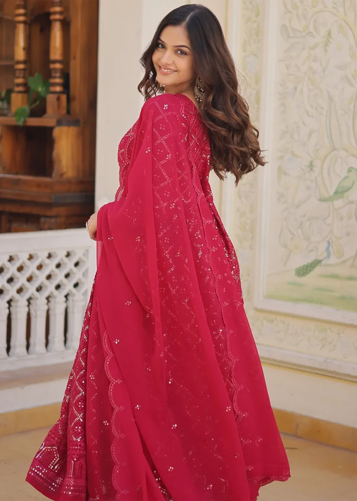 Raspberry Pink Georgette Anarkali Gown