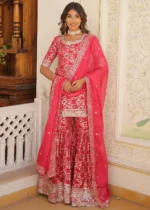 Raspberry Pink Silk Gharara Suit