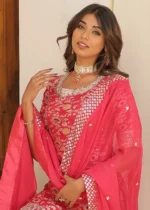 Raspberry Pink Silk Gharara Suit