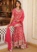 Raspberry Pink Silk Gharara Suit