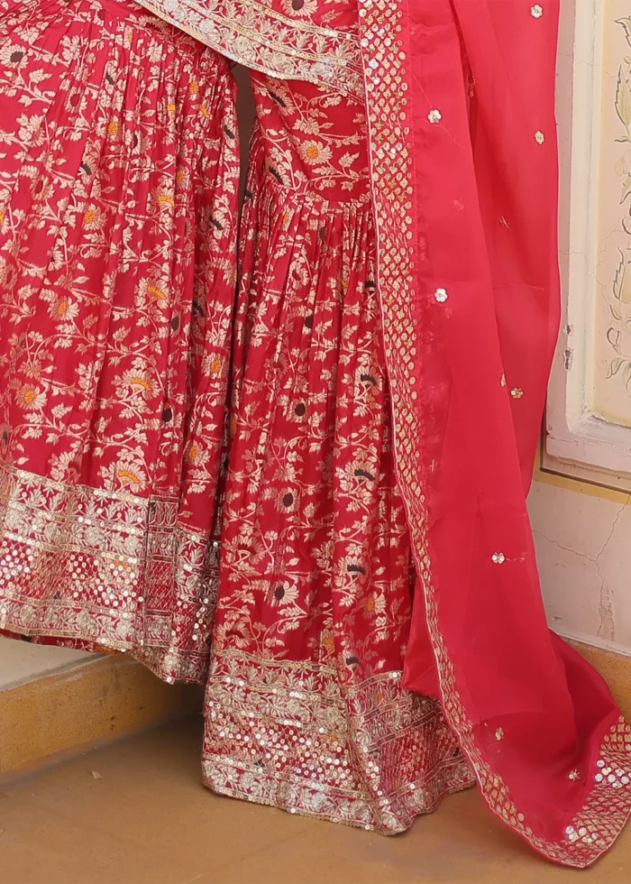 Raspberry Pink Silk Gharara Suit