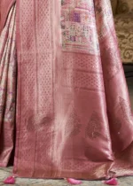 Rose Pink Kanjivaram Saree with Stone Work