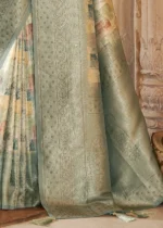 Sage Green Kanjivaram Saree with Stone Work