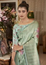 Sea Green Kanjivaram Saree with Stone Work