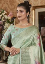 Sea Green Kanjivaram Saree with Stone Work