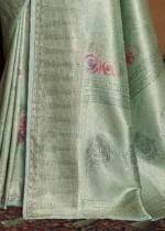 Sea Green Kanjivaram Saree with Stone Work