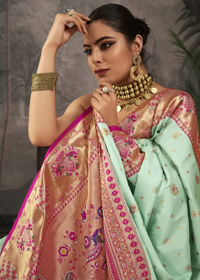 Sea Green Paithani Silk Saree