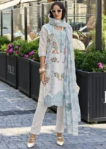 Sky Blue Embroidered Cotton Suit