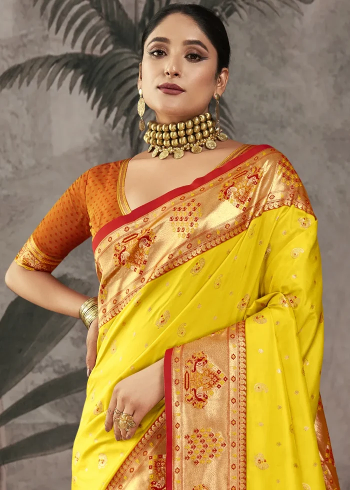 Sunny Yellow Paithani Silk Saree