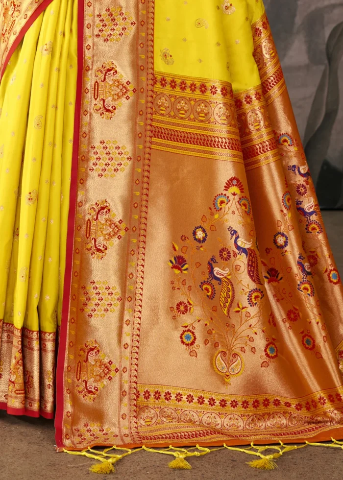 Sunny Yellow Paithani Silk Saree