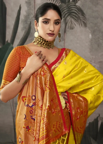 Sunny Yellow Paithani Silk Saree