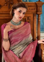 Taupe Banarasi Silk Saree