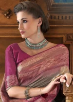 Taupe Banarasi Silk Saree