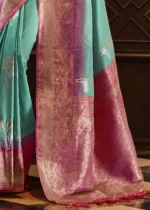 Turquoise Banarasi Silk Saree