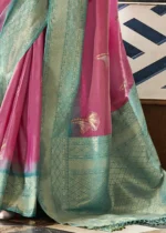 Watermelon Pink Banarasi Silk Saree