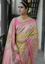 Yellow Patola Silk Saree with Pink Blouse