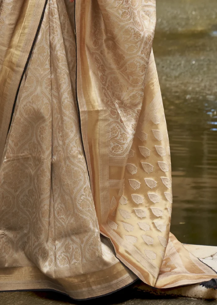 Beige Banarasi Silk Saree