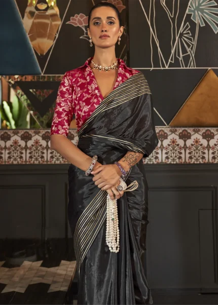 Black Handloom Silk Saree