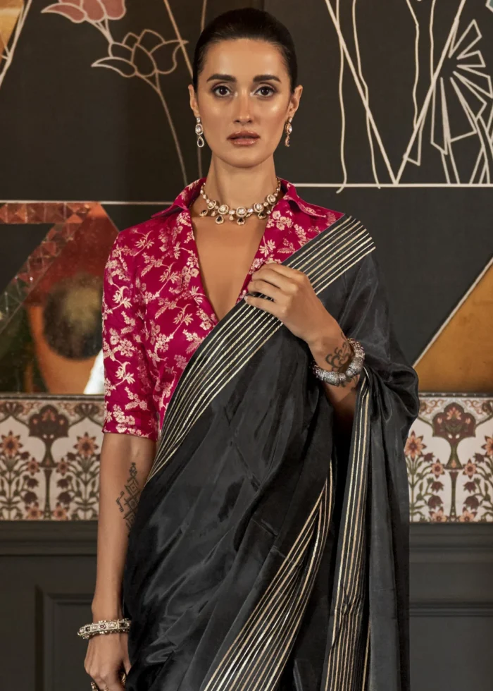 Black Handloom Silk Saree